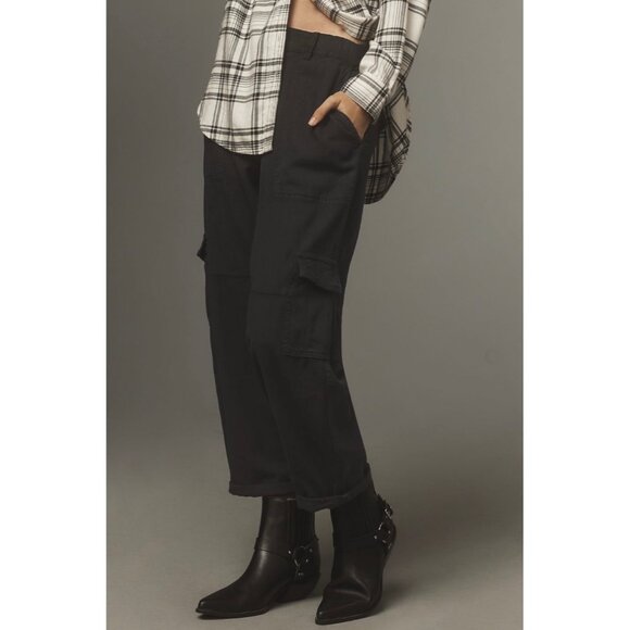 Pilcro Anthropologie Womens Slim Linen Cargo Pants Black Size S - Picture 4 of 7